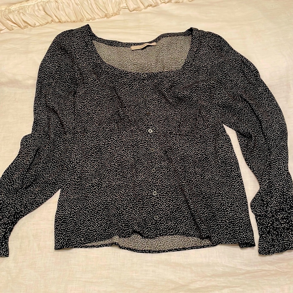 Black and white polka dot blouse